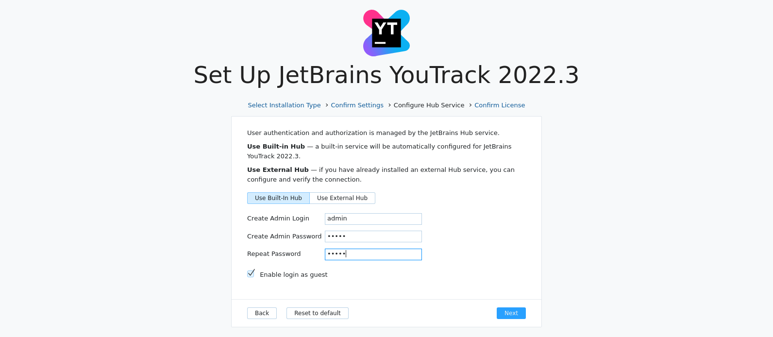 Install hub service Install hub service
