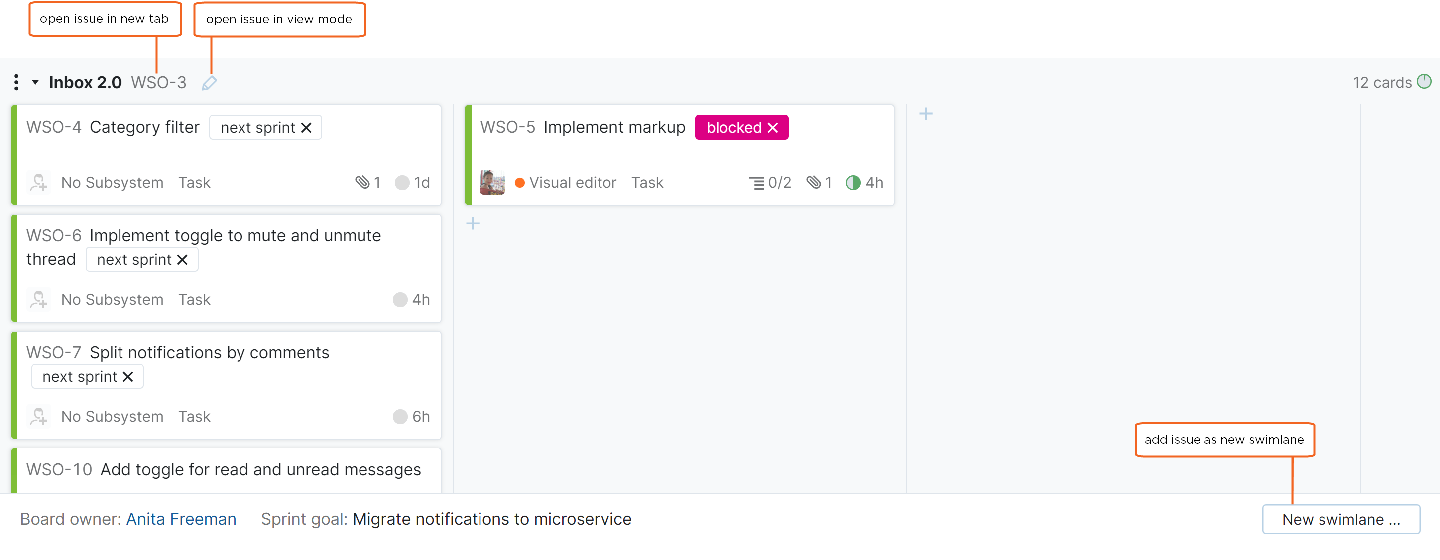 Issue as swimlane Issue as swimlane