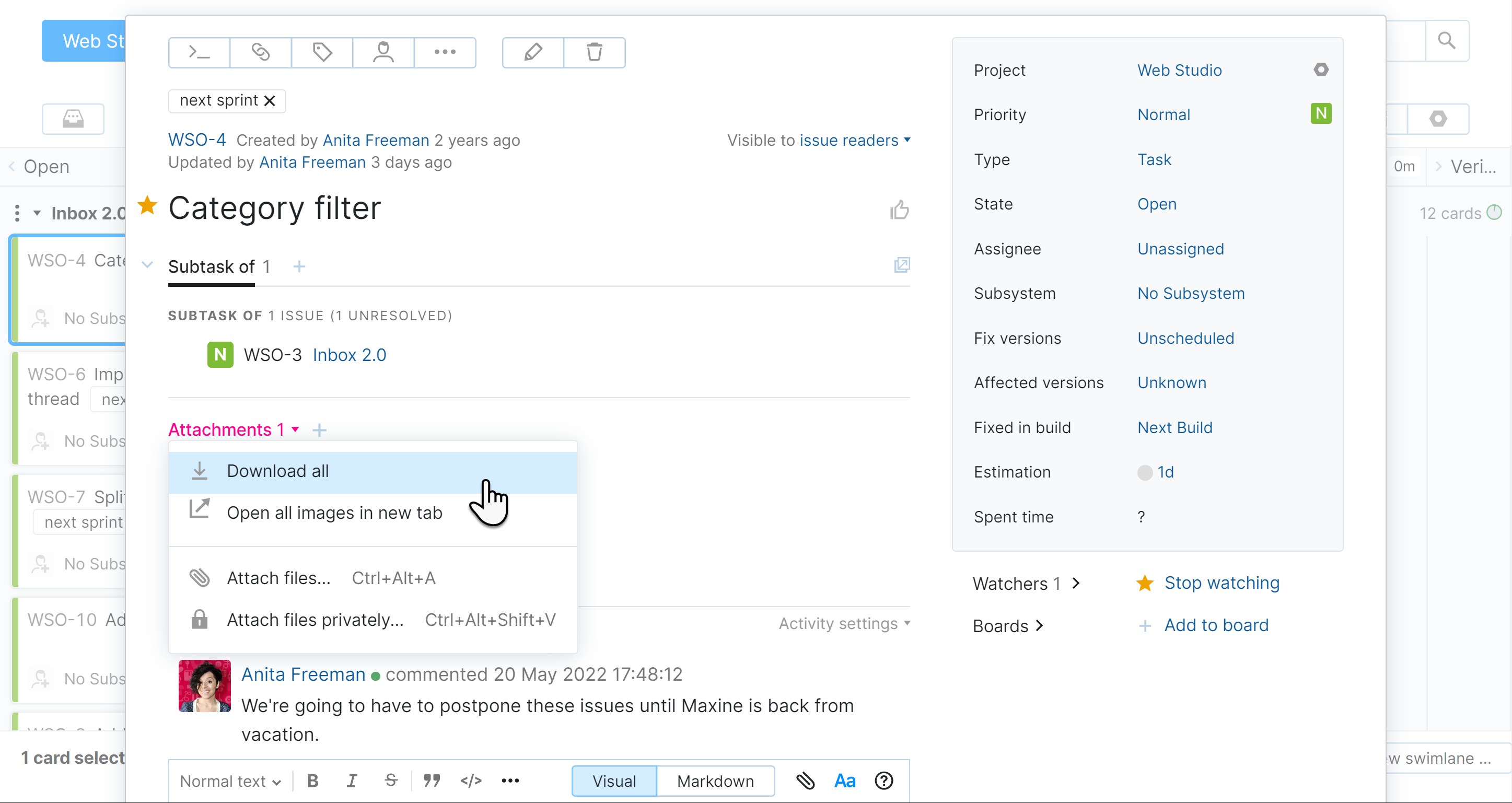 Issue attachment options Issue attachment options