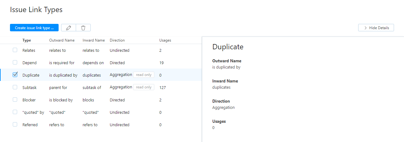 Issue link types Issue link types