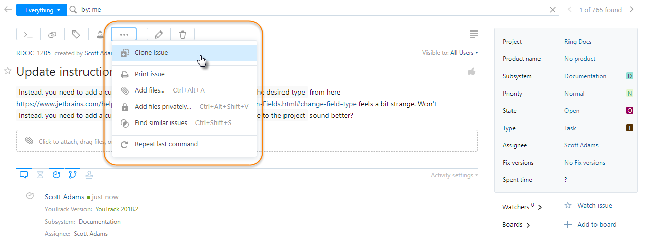 Issue toolbar show more menu Issue toolbar show more menu