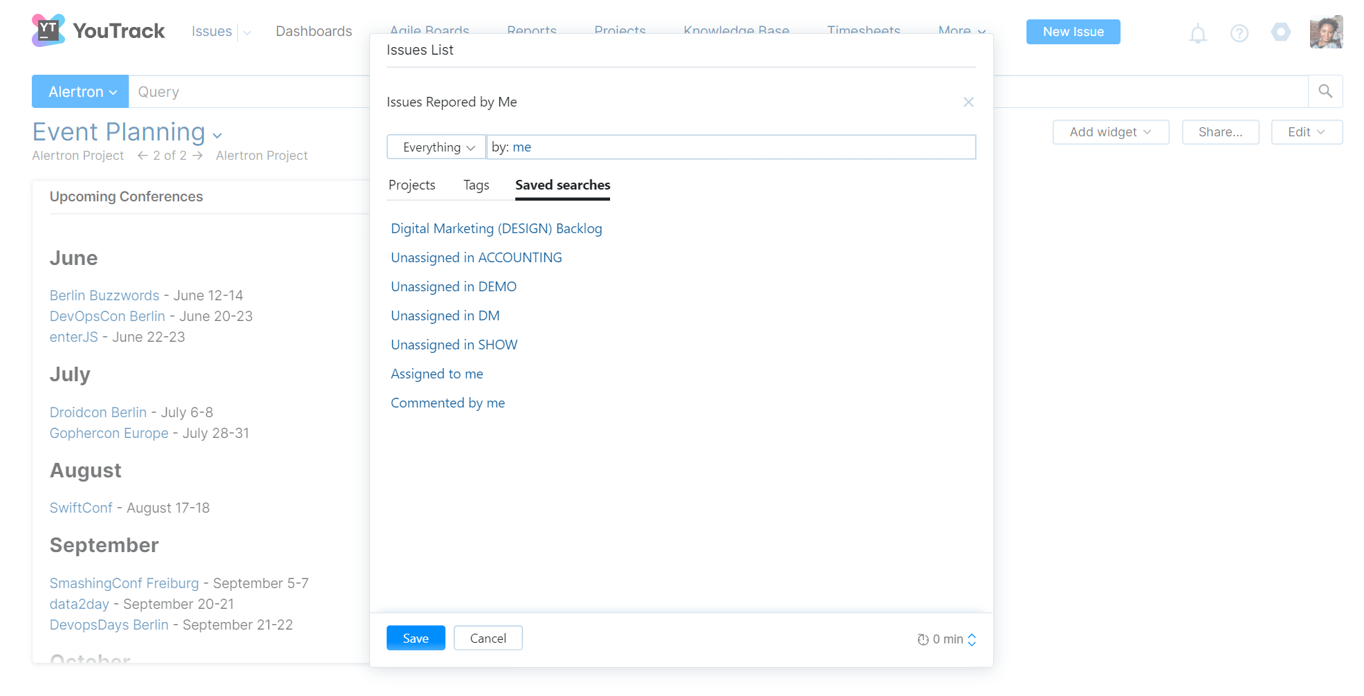 Issues List widget settings Issues List widget settings