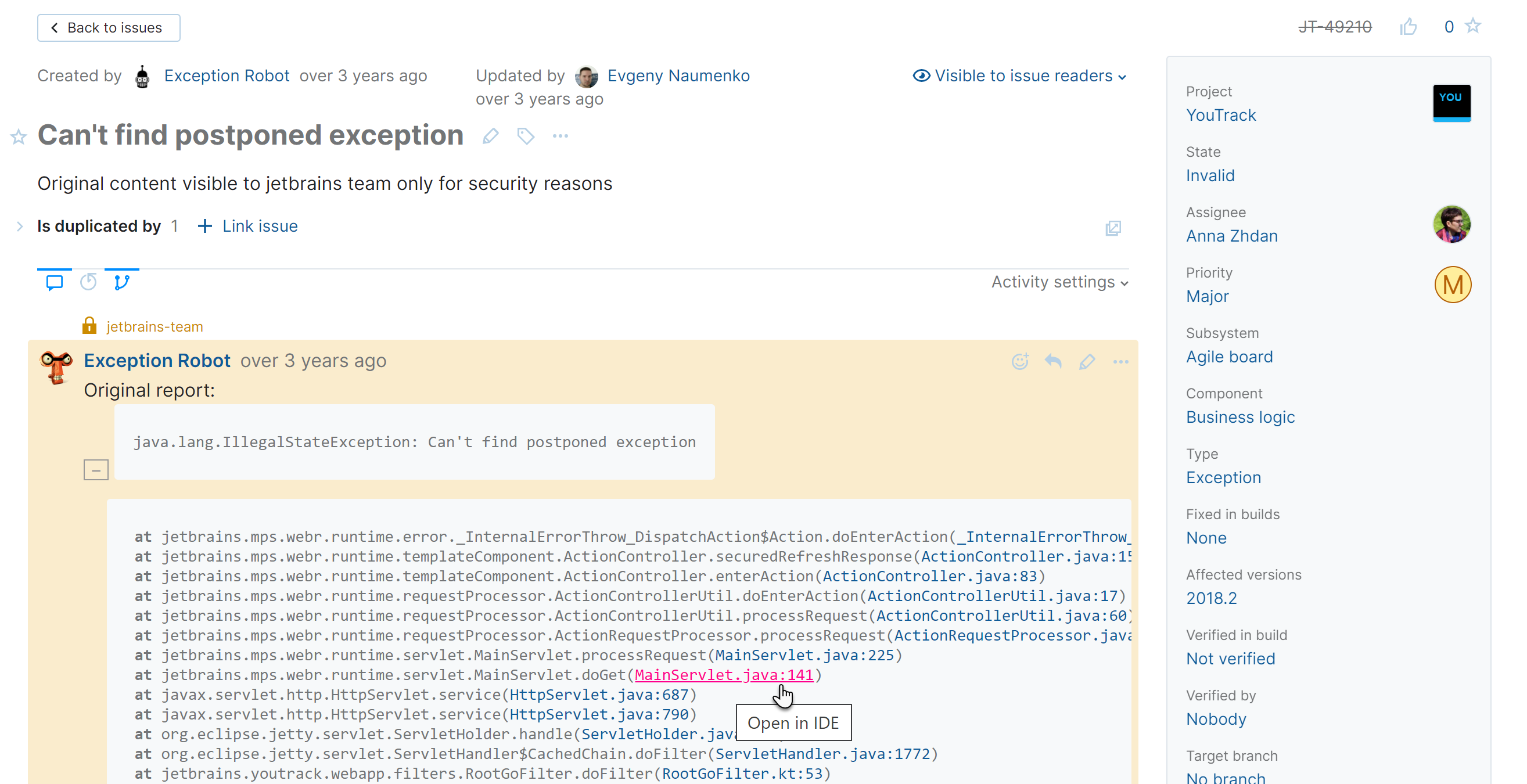 Java stack trace Java stack trace