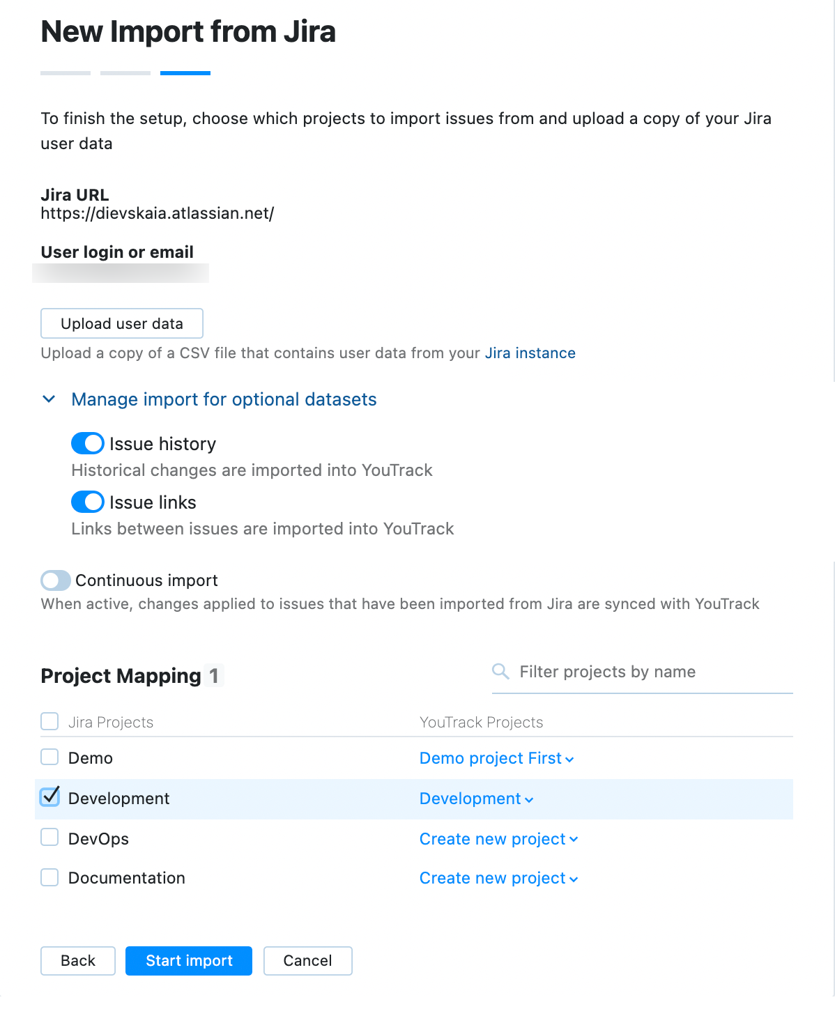 New Import from Jira step two. New Import from Jira step two.