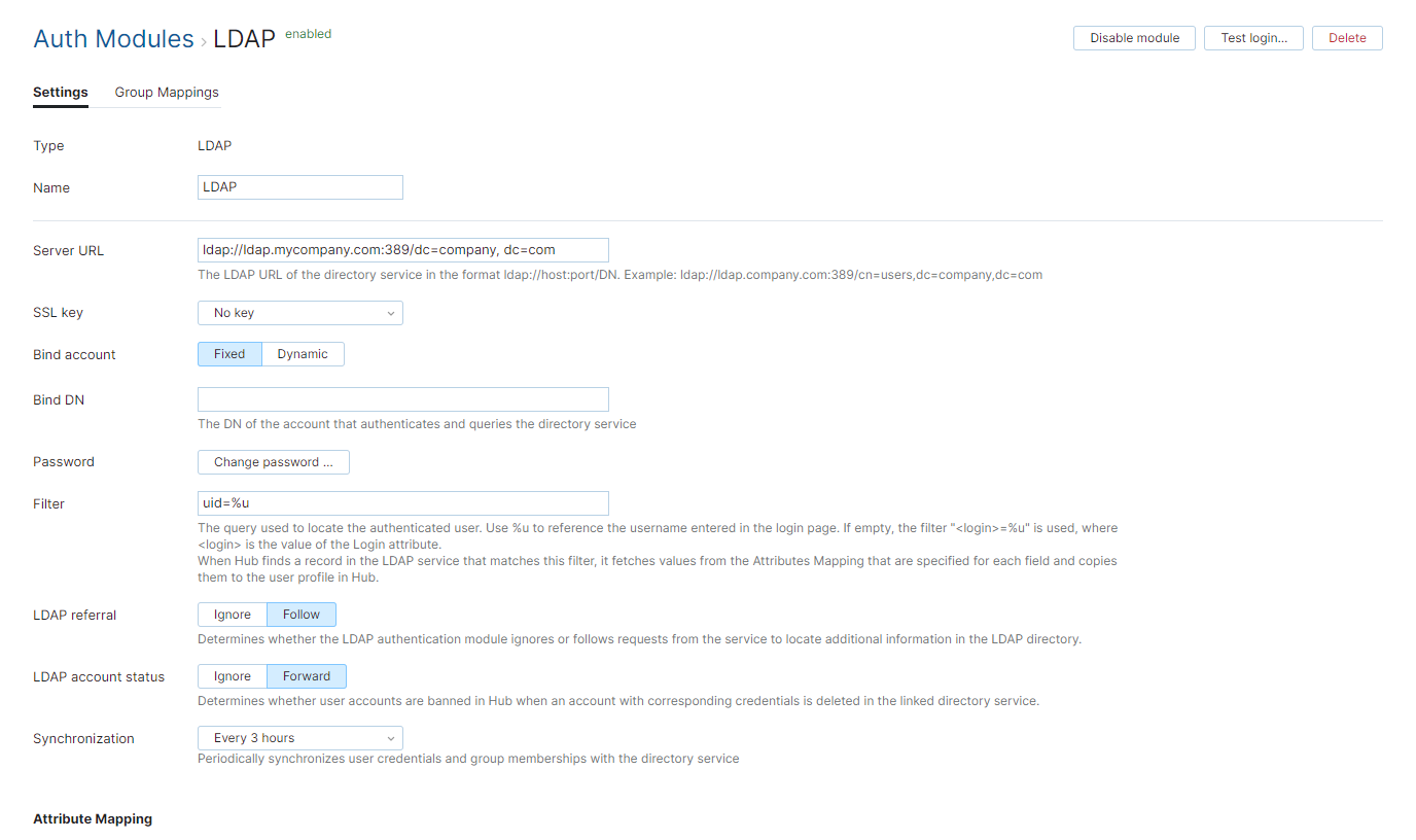 Ldap auth module settings Ldap auth module settings