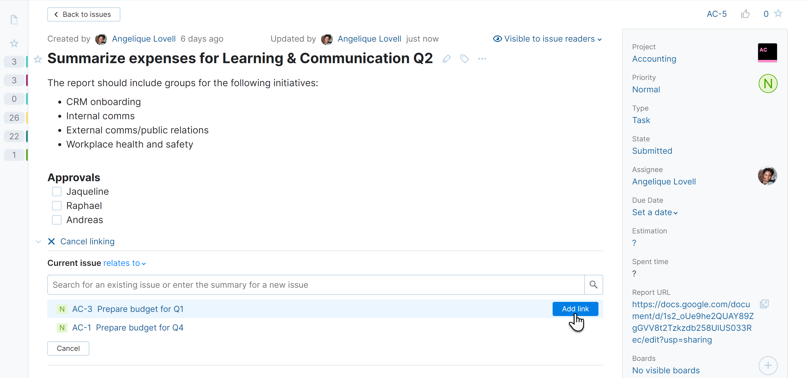 Adding links to an issue. Adding links to an issue.