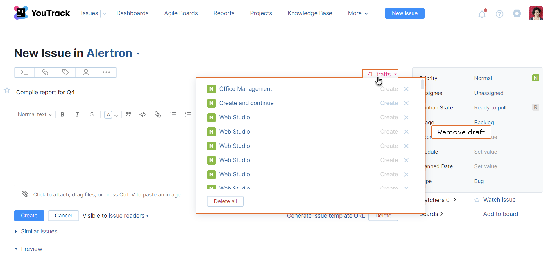 A list of issue drafts. A list of issue drafts.