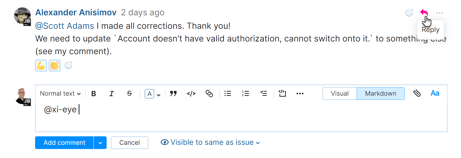 Mention user reply Mention user reply