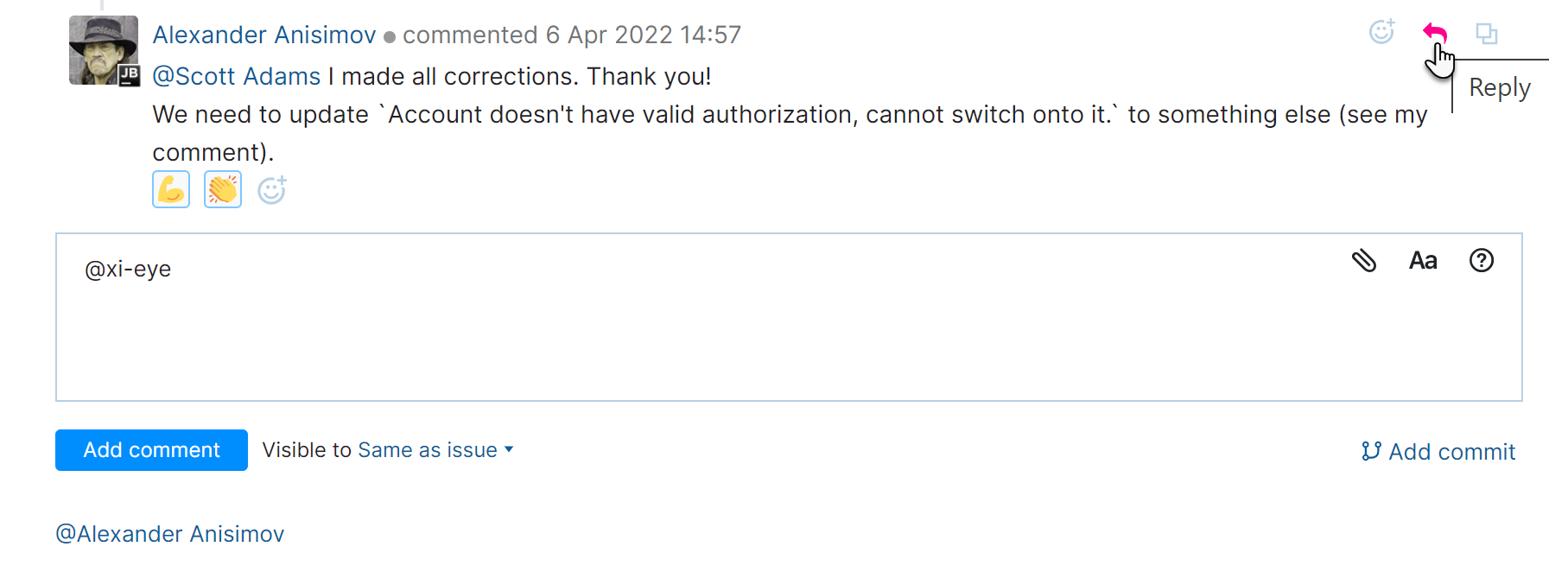 Mention user reply Mention user reply