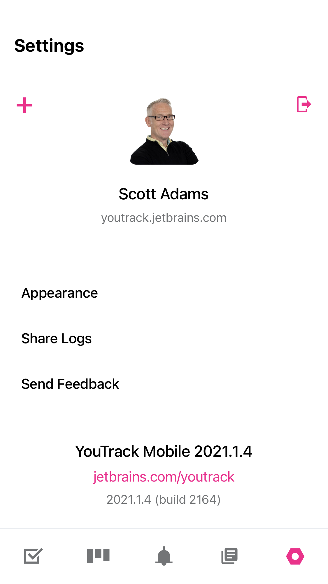 Settings screen in the mobile app. Settings screen in the mobile app.