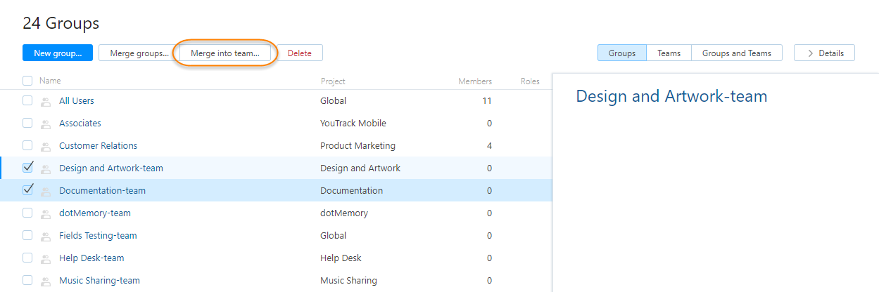 Merge multiple groups into team Merge multiple groups into team