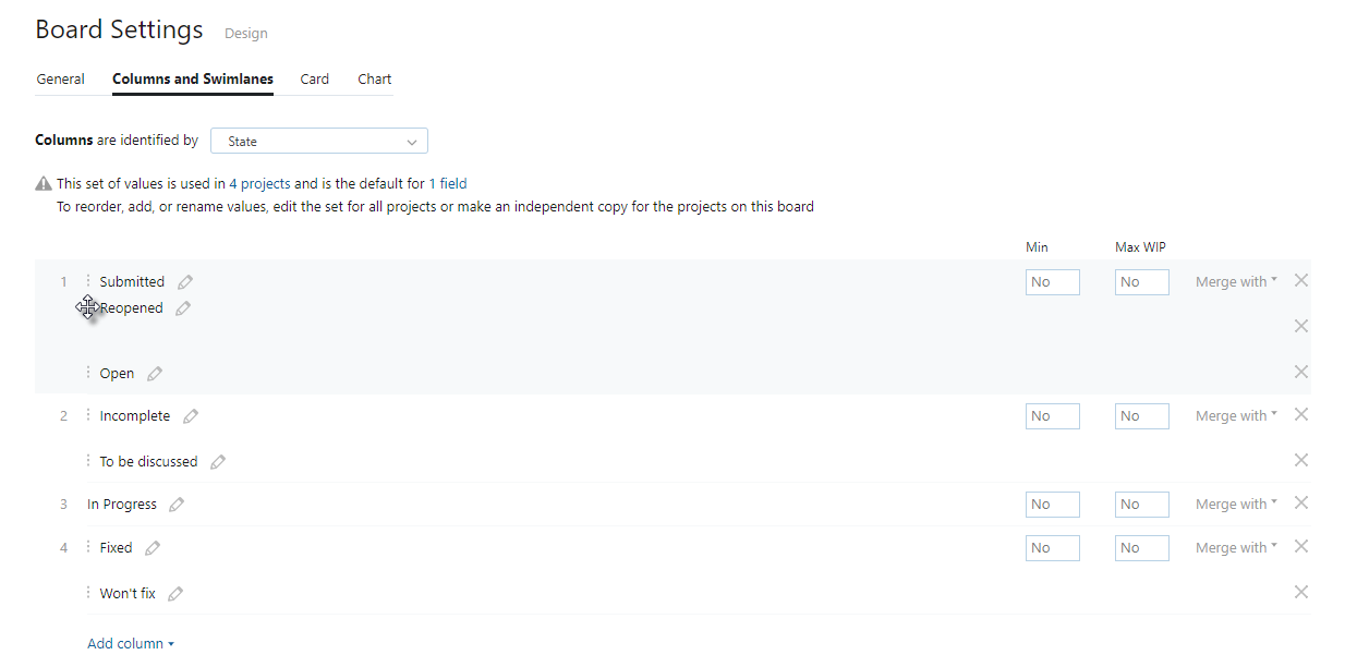 Merged columns reorder values Merged columns reorder values