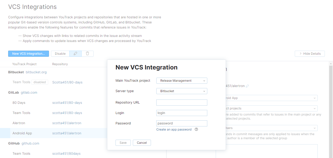 new Bitbucket VCS integration new Bitbucket VCS integration