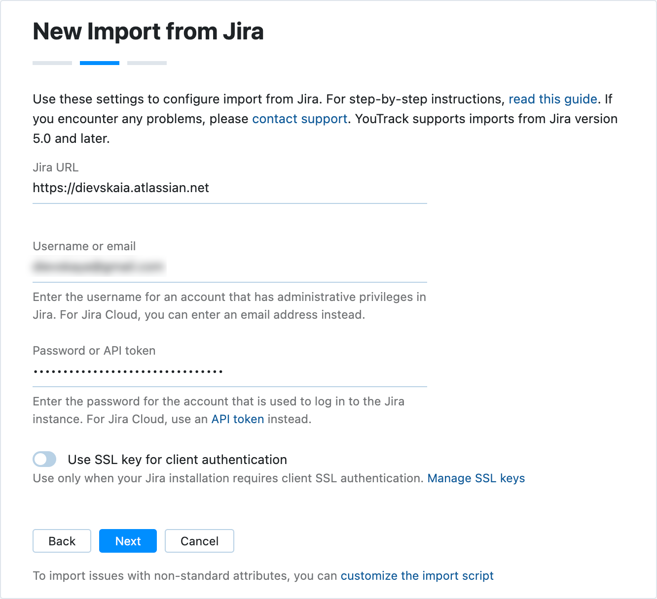 New Import from Jira dialog. New Import from Jira dialog.