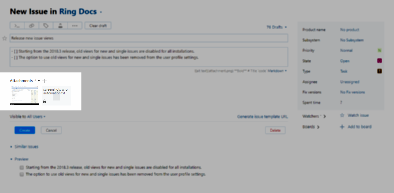 New issue attachment panel New issue attachment panel