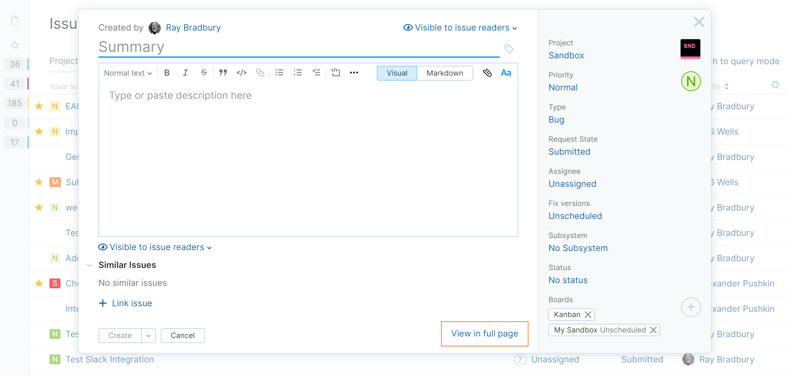 The form for reporting a new issue. The form for reporting a new issue.