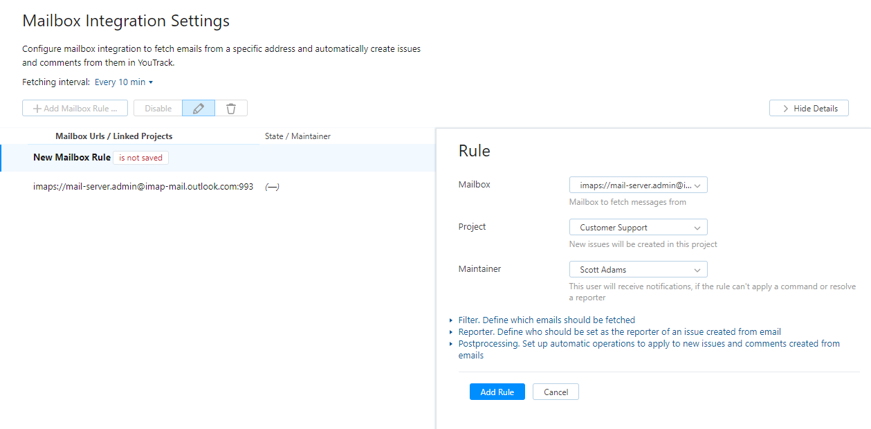 new mailbox rule new mailbox rule
