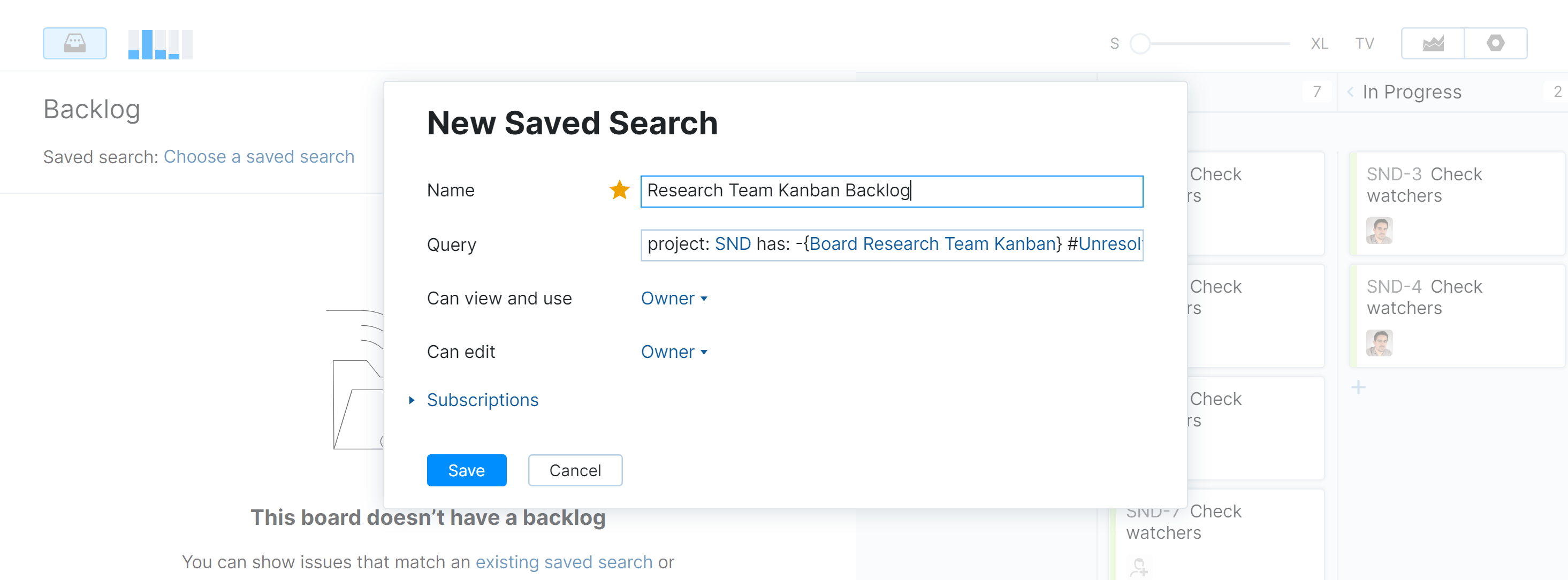 New saved search for backlog issues. New saved search for backlog issues.