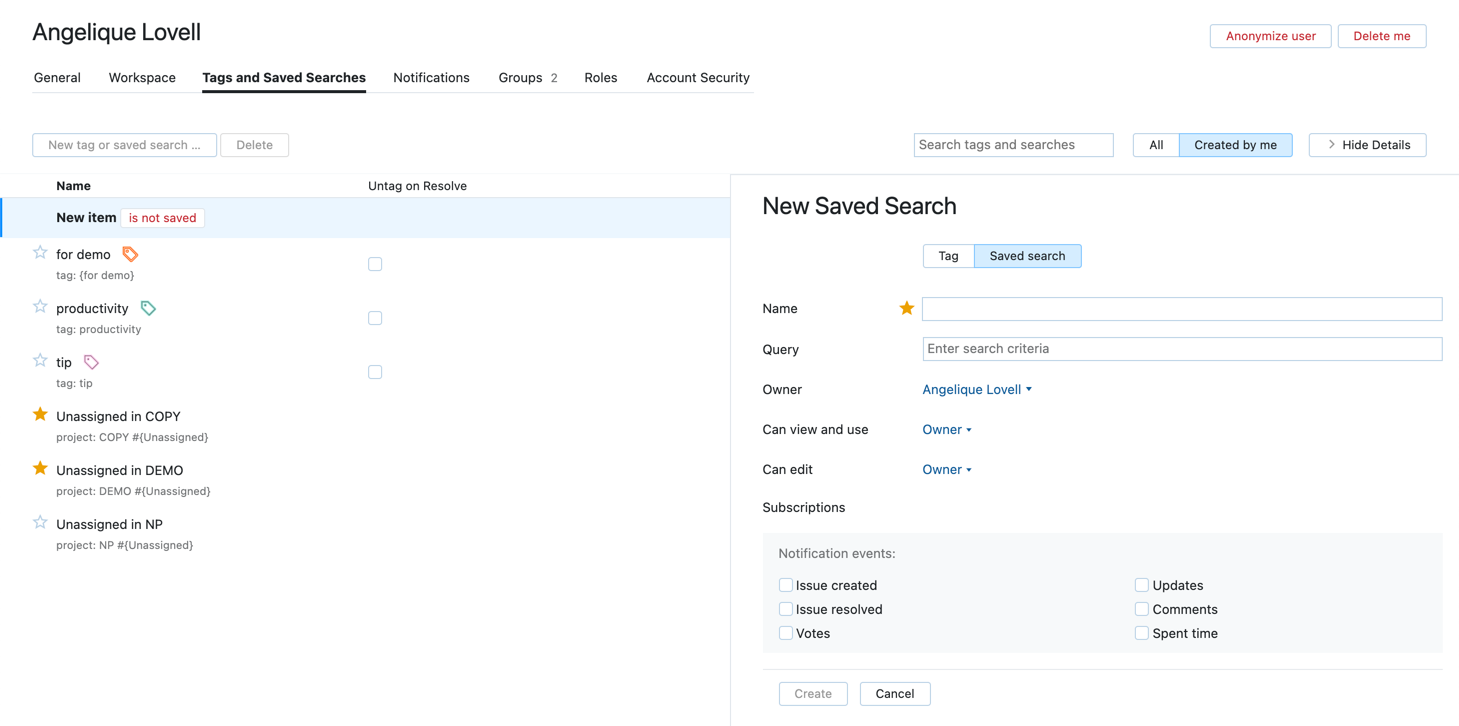 New saved search sidebar New saved search sidebar