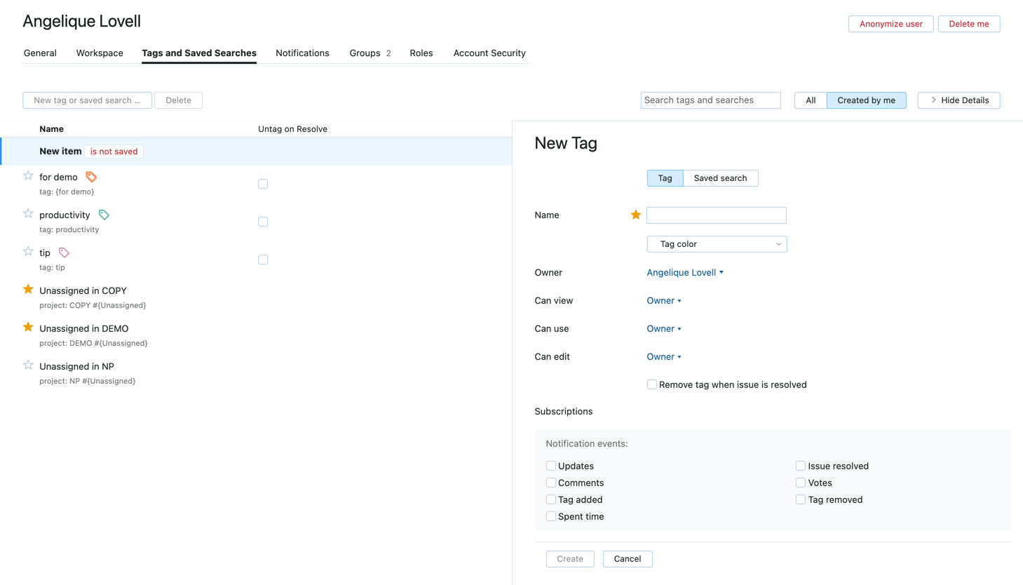 New tag sidebar New tag sidebar