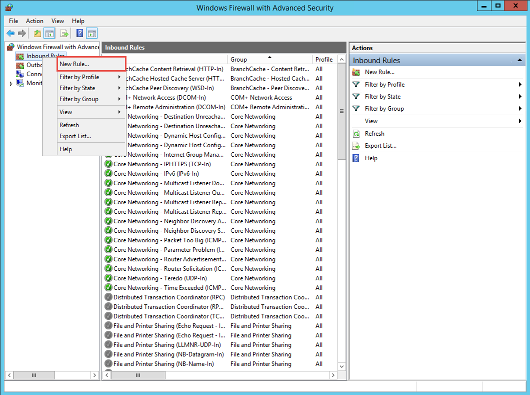 New firewall rule New firewall rule