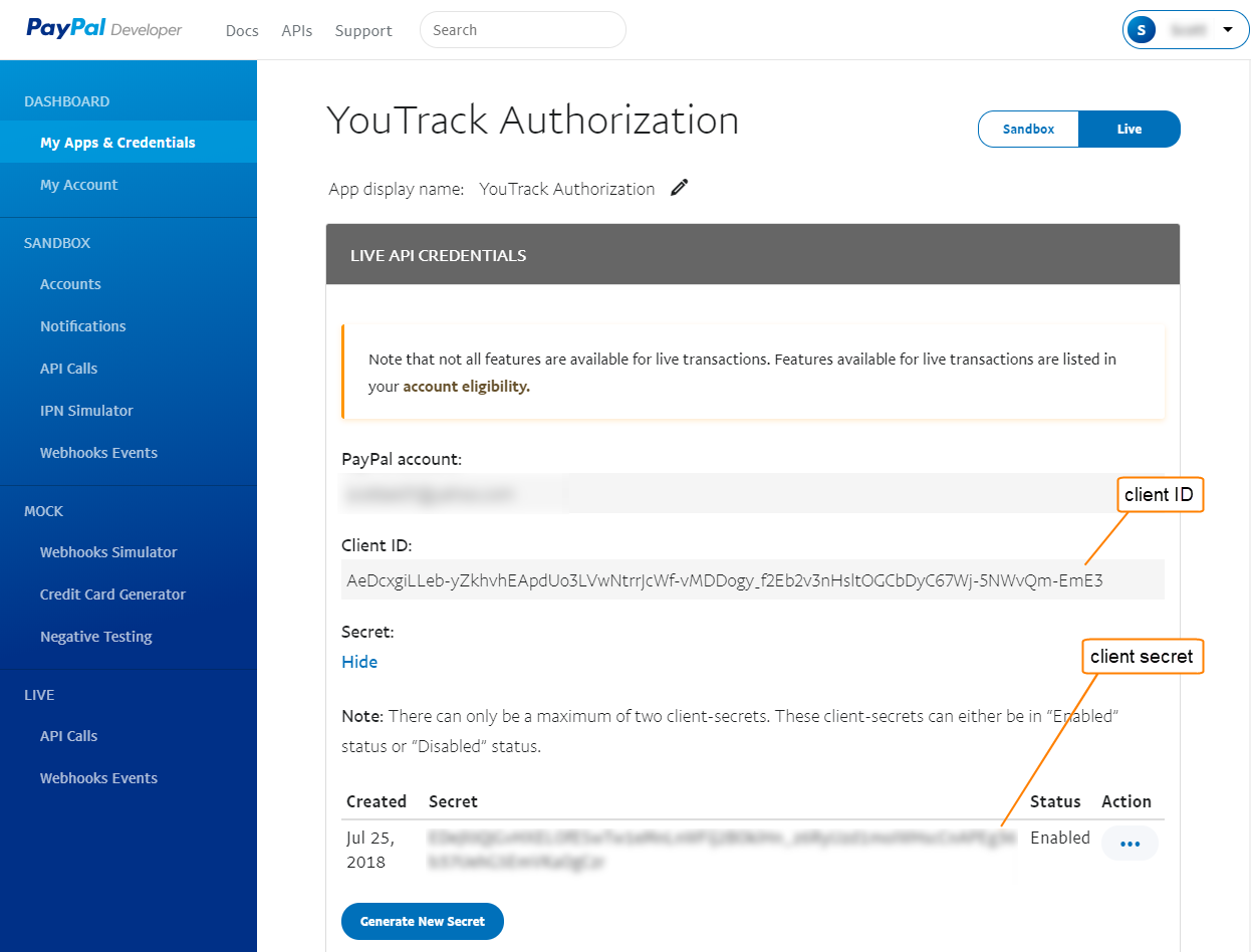 Paypal auth registration Paypal auth registration