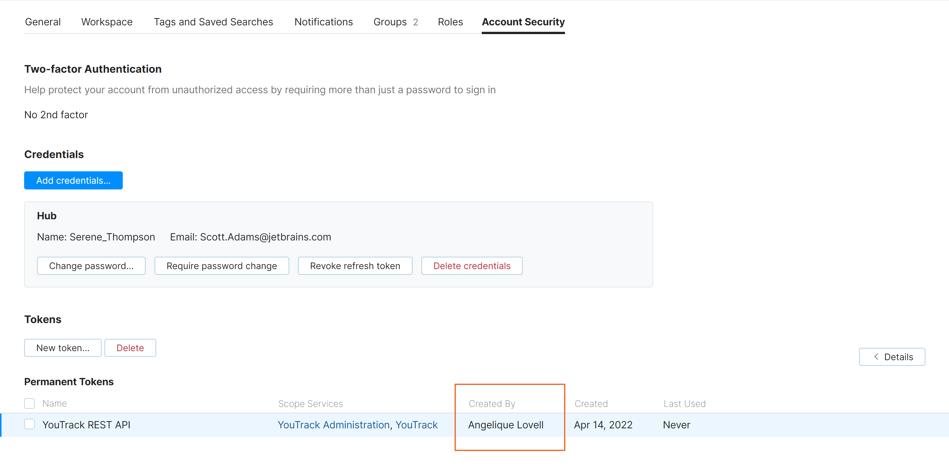 Permanent token list Permanent token list