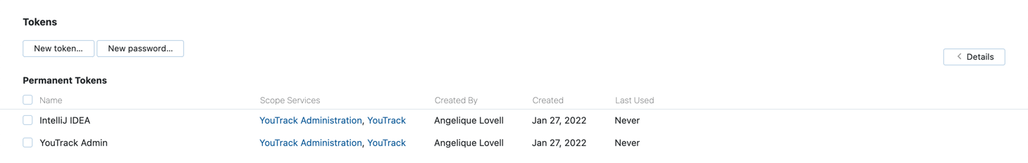 Permanent token list Permanent token list