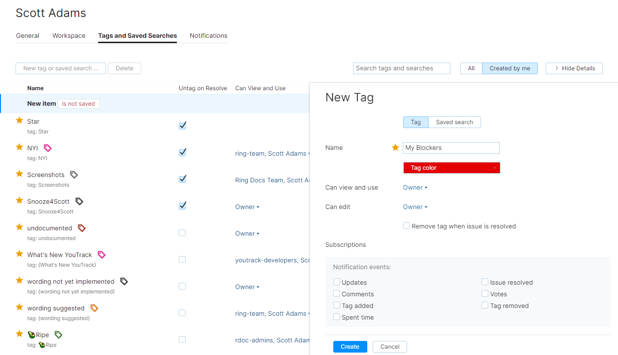Personal tags Personal tags