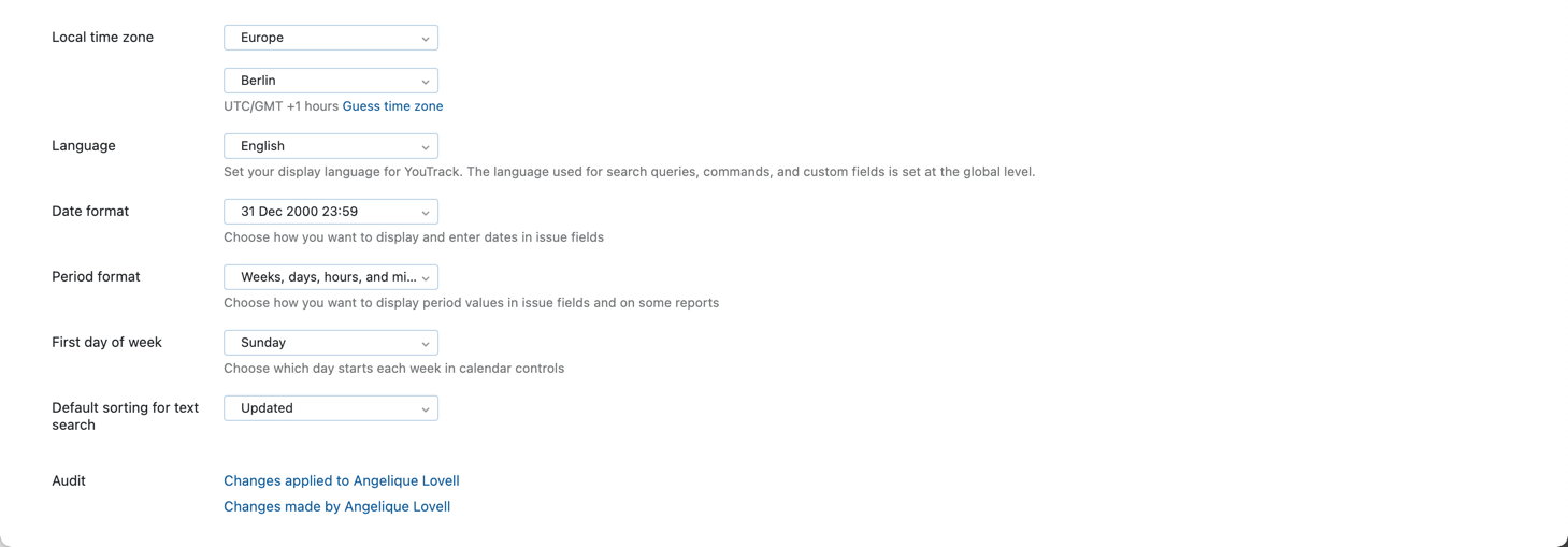 Profile general settings Profile general settings