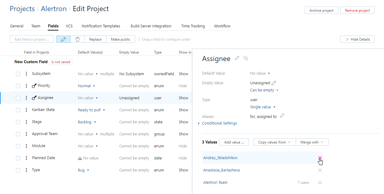 Project assignees Project assignees