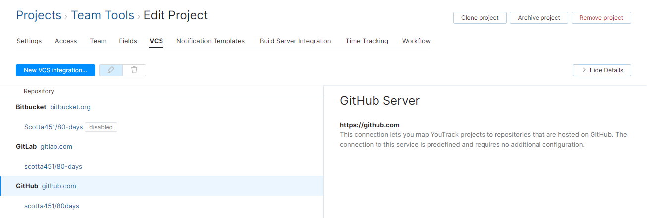 Project VCS integrations Project VCS integrations
