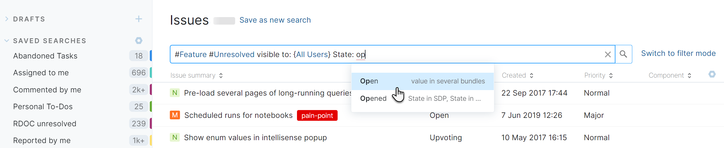 Query completion in the search box. Query completion in the search box.