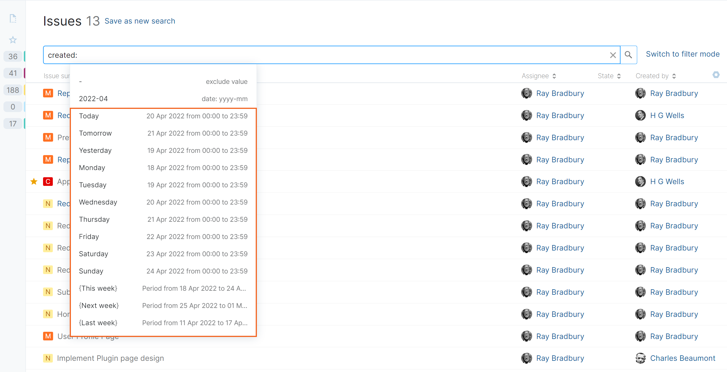 Relative date values Relative date values