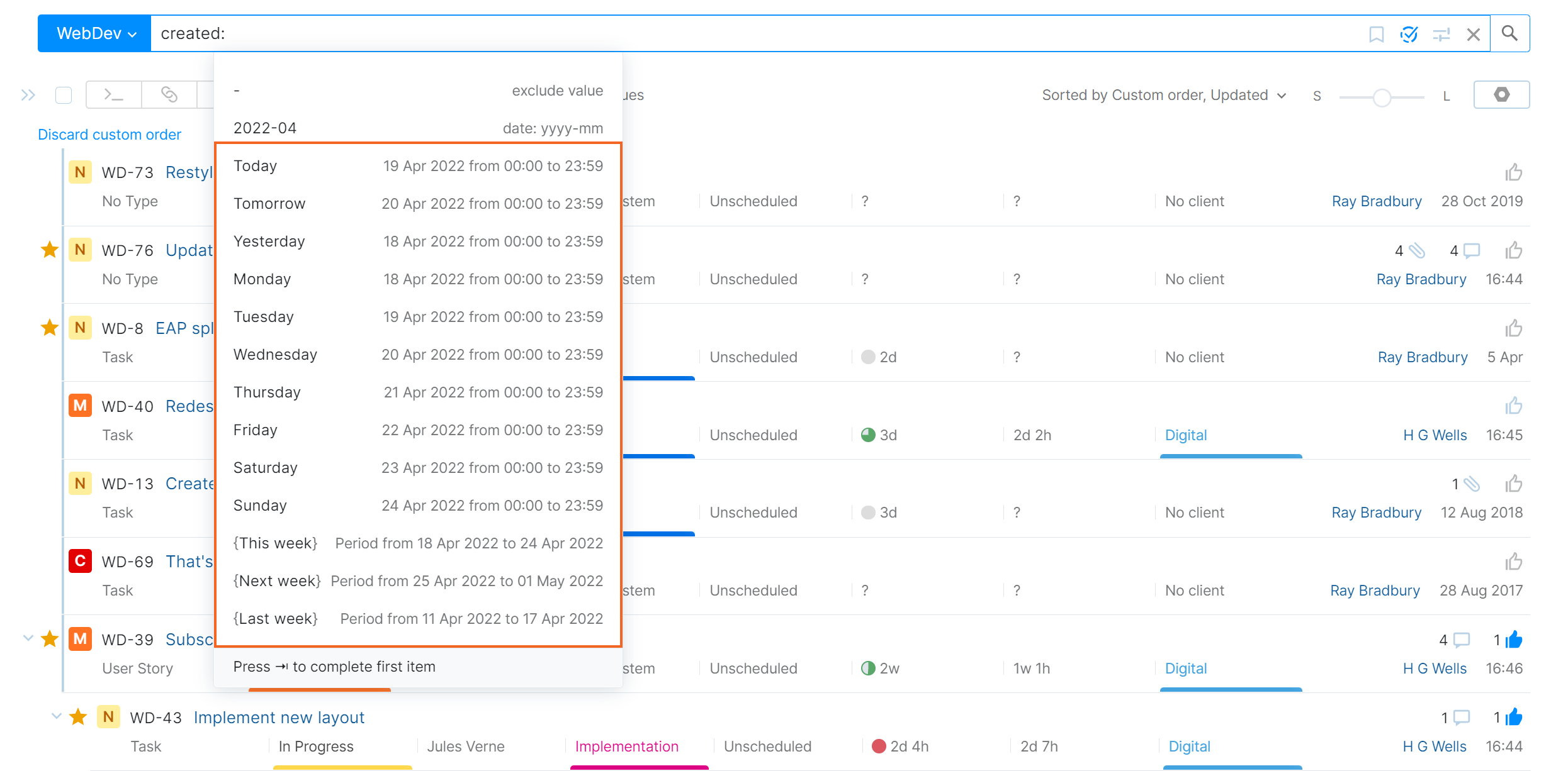 Relative date values Relative date values