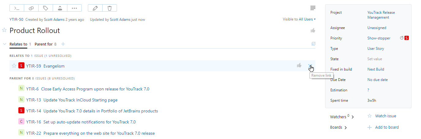 remove link in single issue view remove link in single issue view
