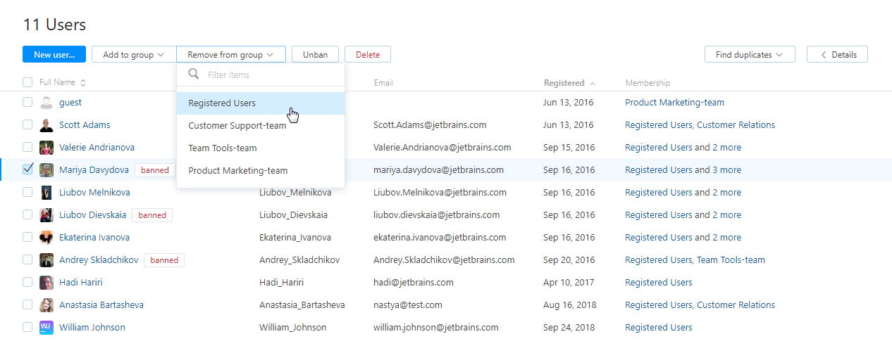 Remove user from group user list Remove user from group user list