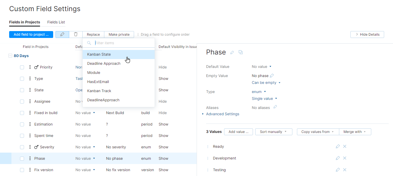 Replace custom field Replace custom field