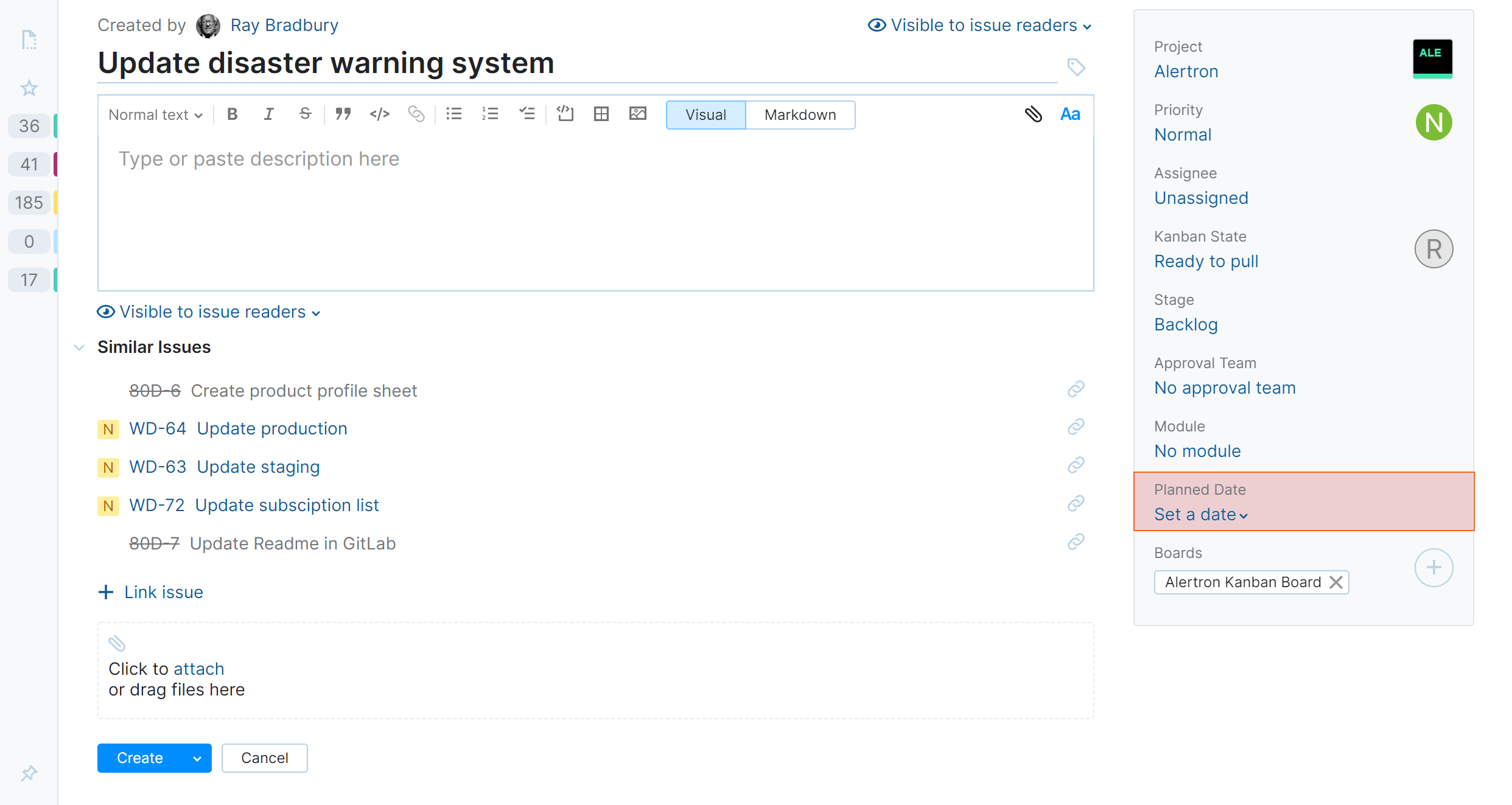 Required fields in new issue Required fields in new issue