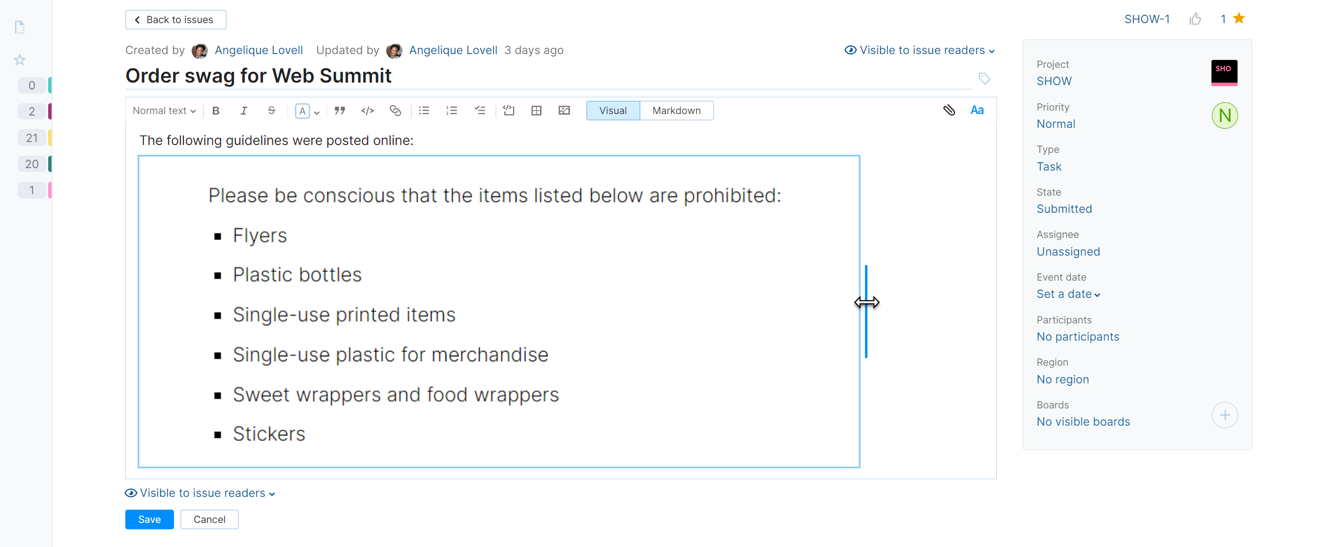 Resize an image in visual editing mode. Resize an image in visual editing mode.