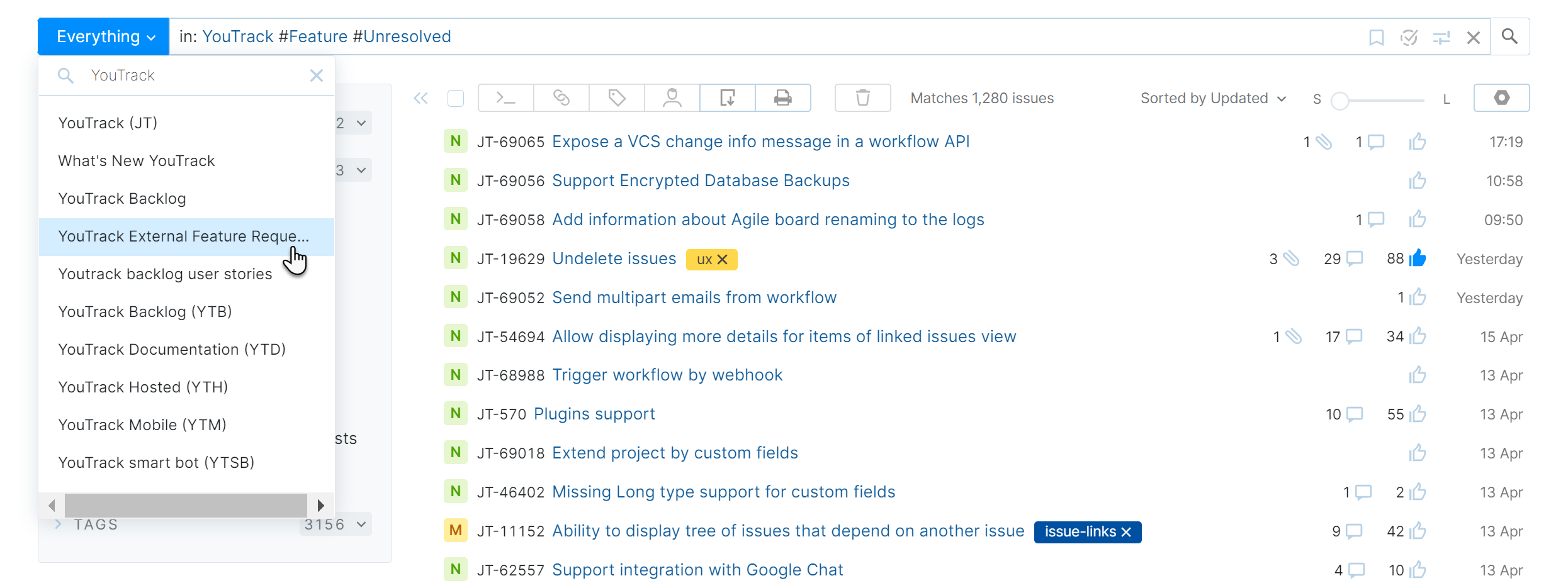 Saved search in context Saved search in context