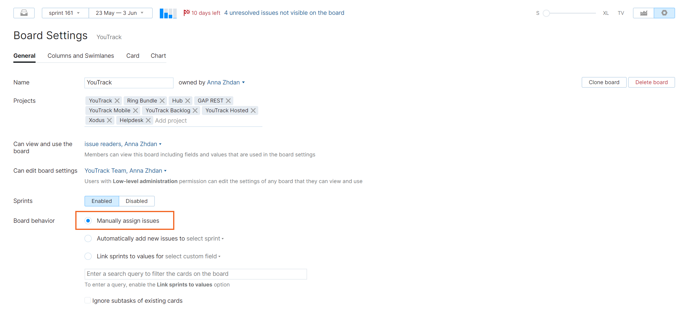 Scrum general settings Scrum general settings
