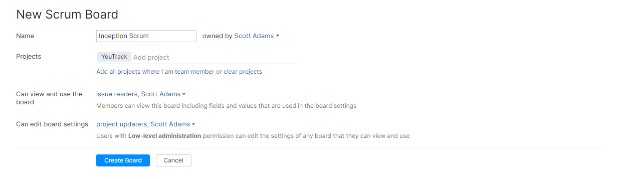 Scrum tutorial board config Scrum tutorial board config