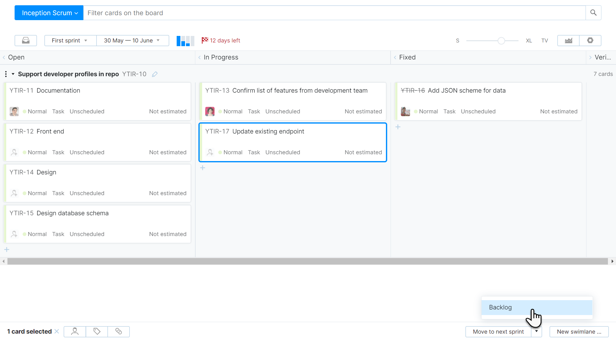 Scrum tutorial send to backlog Scrum tutorial send to backlog