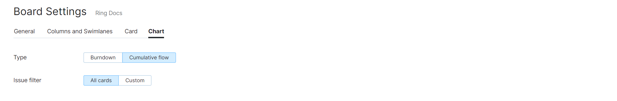 Scrumban chart settings Scrumban chart settings