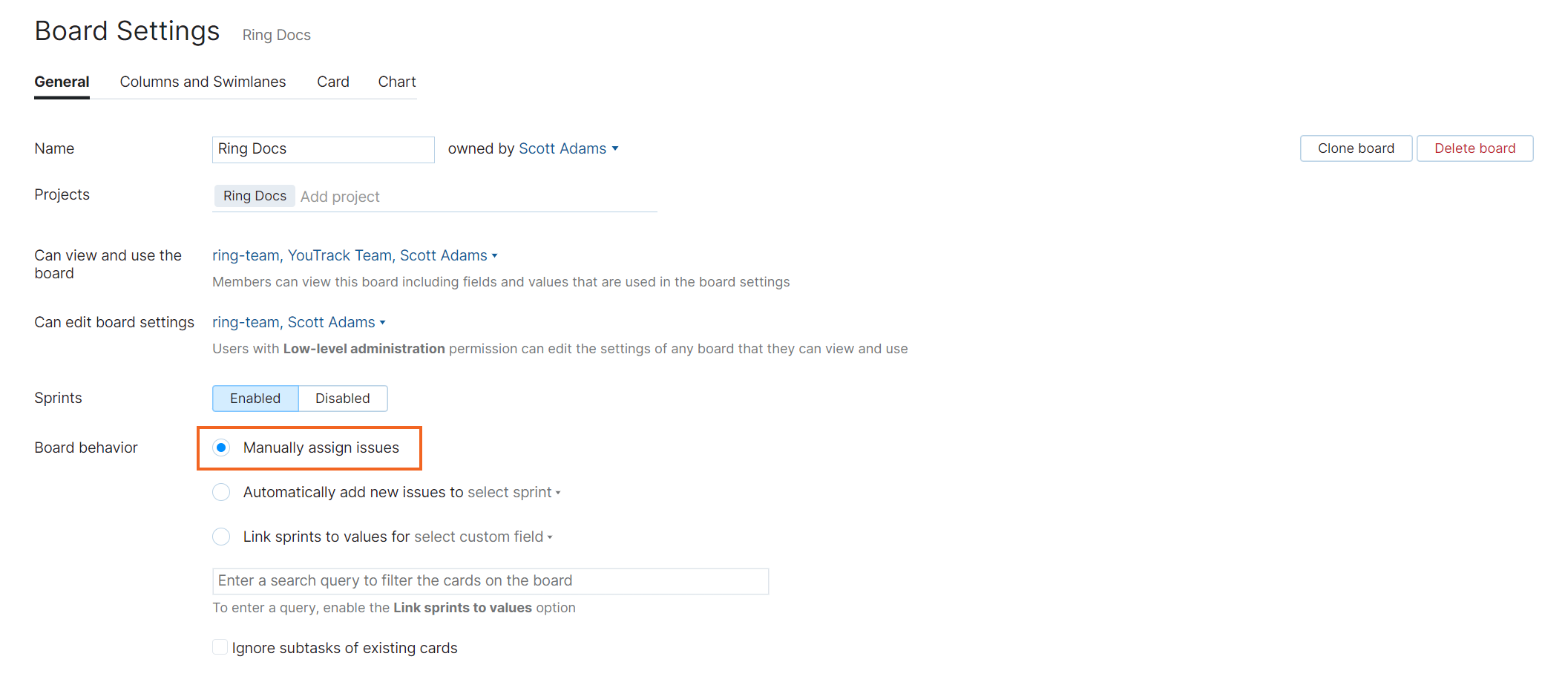 Scrumban general settings Scrumban general settings