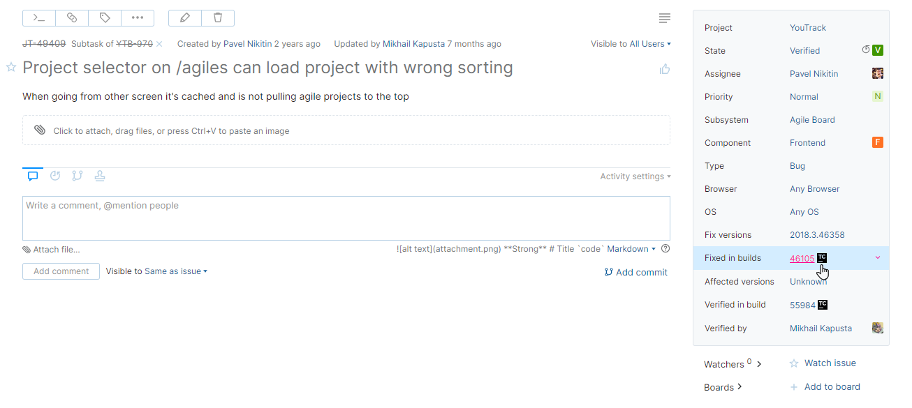 fixed in TeamCity build fixed in TeamCity build
