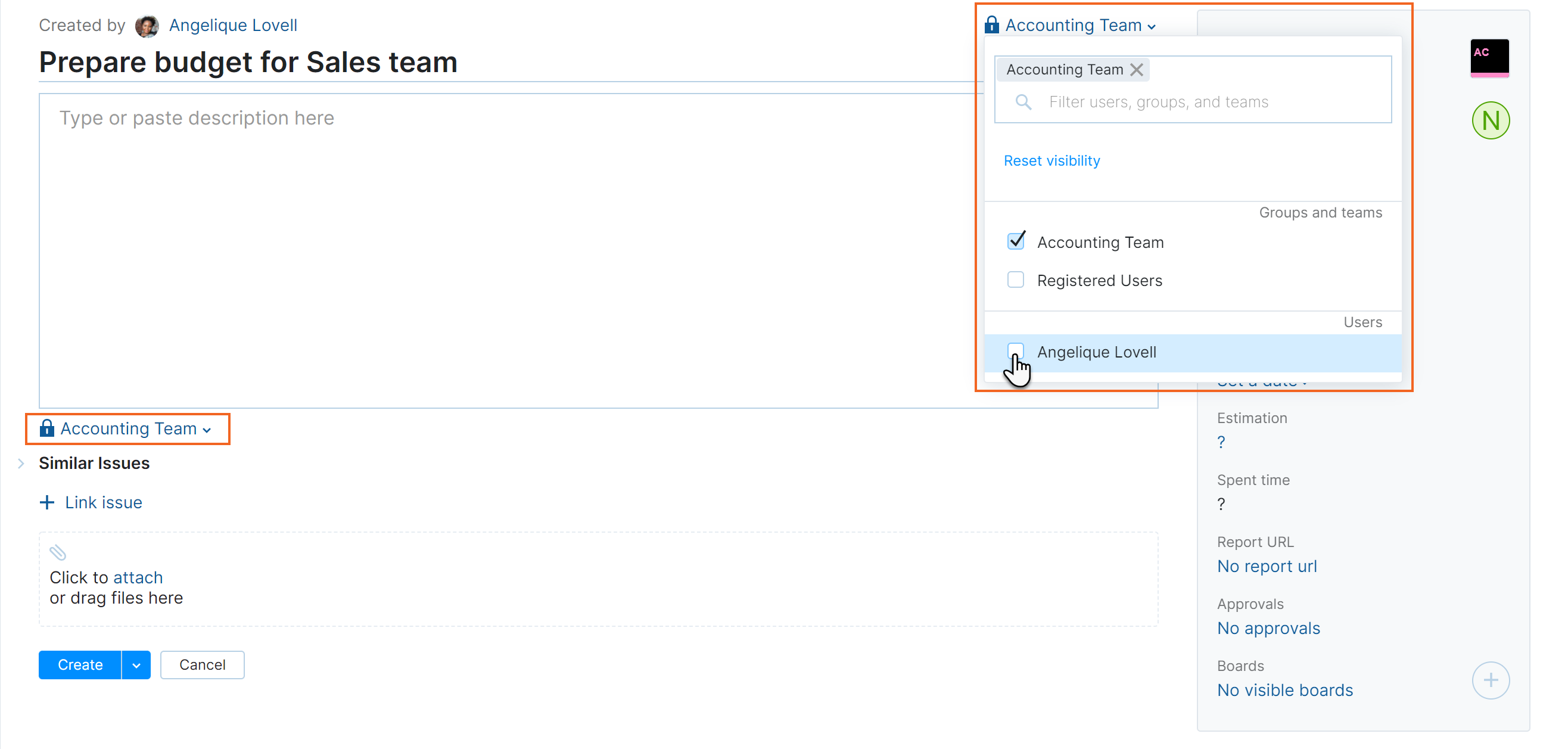 Set visibility new issue Set visibility new issue
