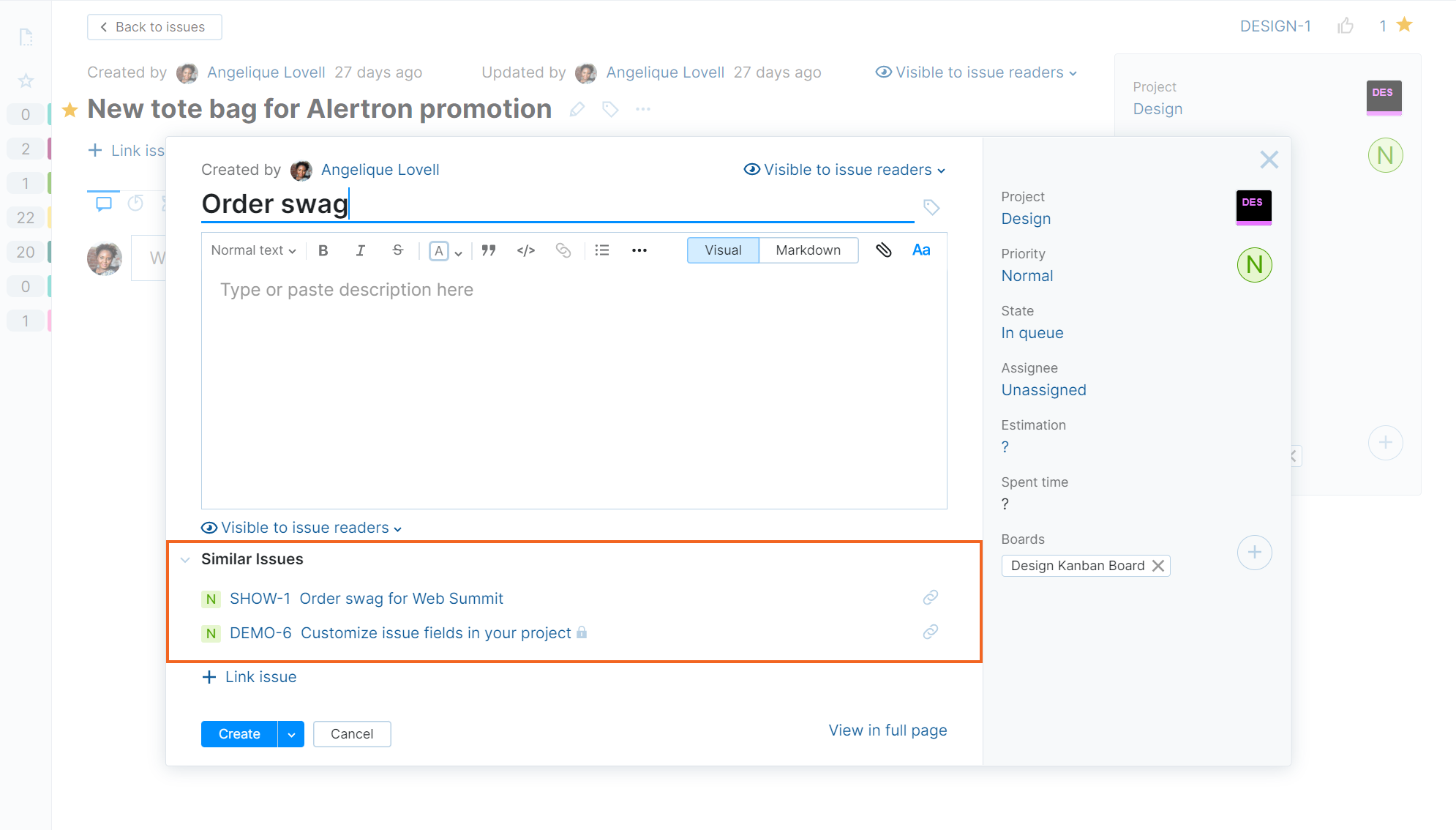 Similar issues in new issue view. Similar issues in new issue view.
