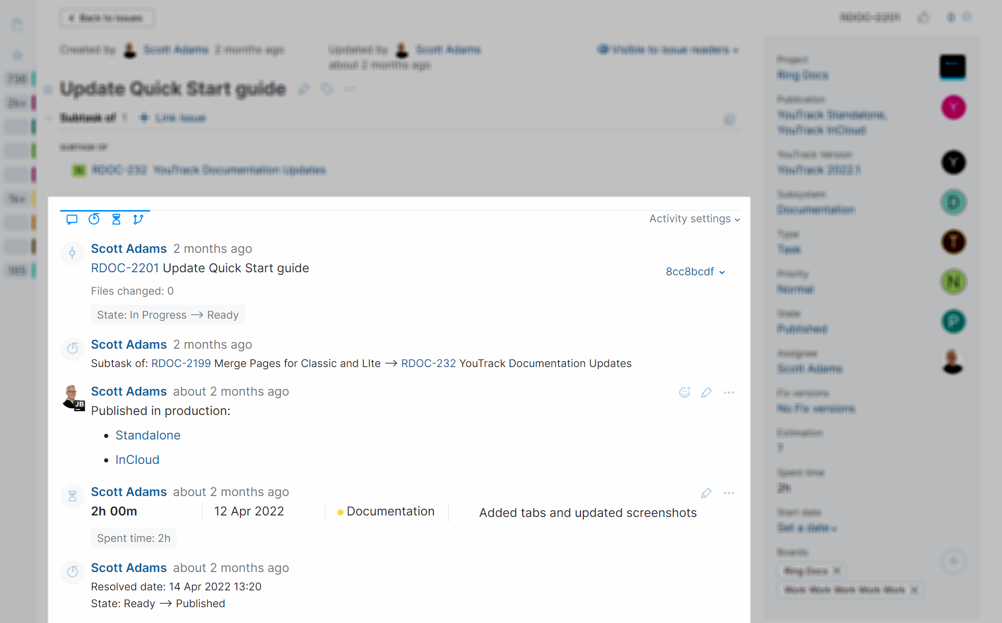 Single issue activity stream Single issue activity stream